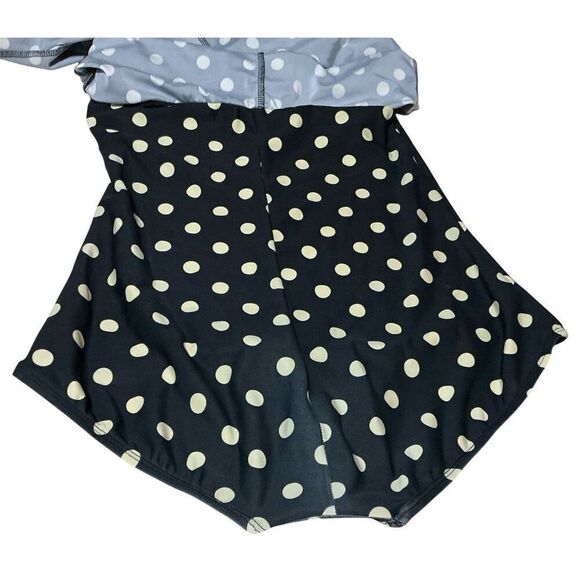 Bettie Page Plus Size Skirted Black & White Polka Dot Bathing Suit 16W - Picture 9 of 9